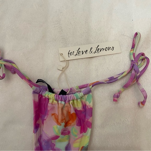 New! For Love And Lemons Colorful Floral Cydney Thong Bikini Bottom 1938 - Picture 3 of 10